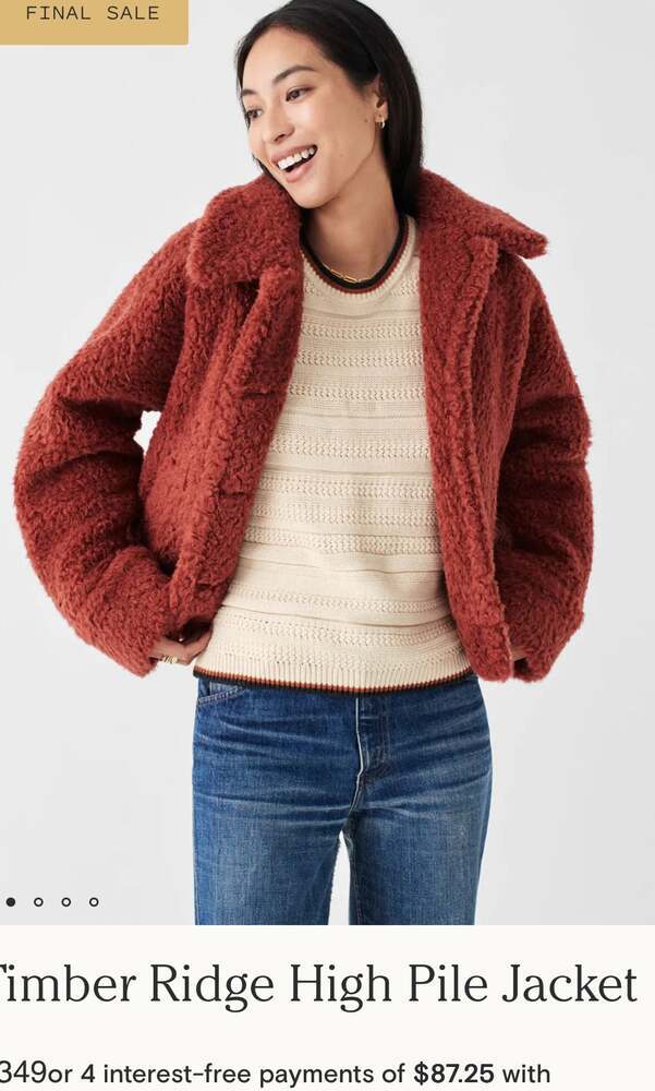 Faherty Rust Sherpa Teddy Jacket Button Front Fle… - image 1